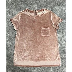 Cupio Velour Top Women's Medium Winter Rose Pink High Low Cuff Sleeve Pocket